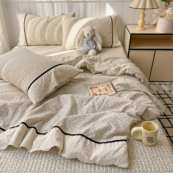 91家纺网 家纺一手货源 找家纺 （总）欧尚 2026新款花边云感棉夏被床盖四件套