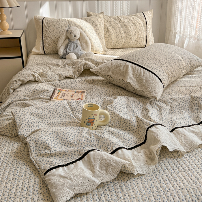 91家纺网 家纺一手货源 找家纺 （总）欧尚 2026新款花边云感棉夏被床盖四件套