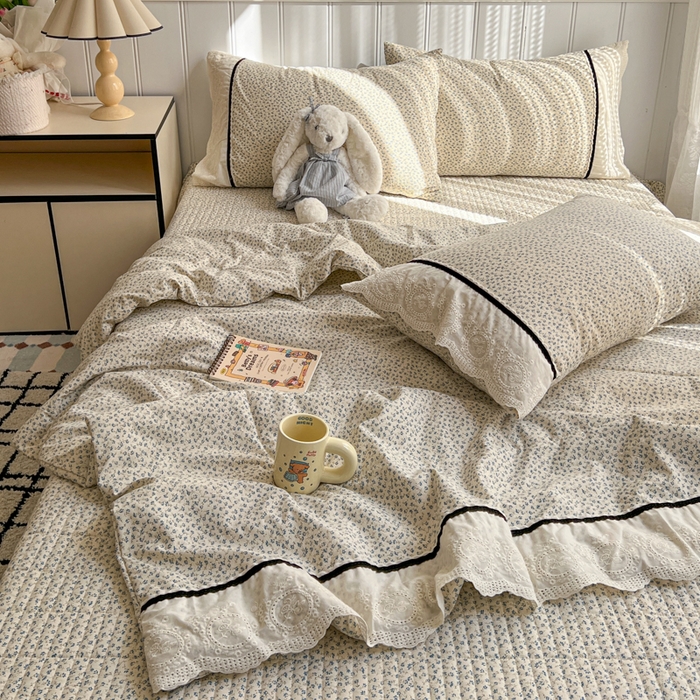 91家纺网 家纺一手货源 找家纺 （总）欧尚 2026新款花边云感棉夏被床盖四件套