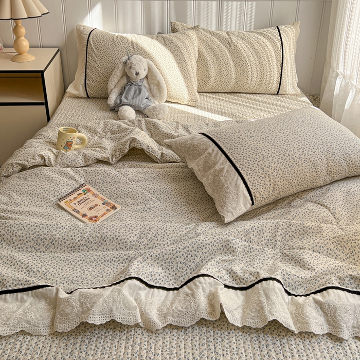 91家纺网 家纺一手货源 找家纺 （总）欧尚 2026新款花边云感棉夏被床盖四件套