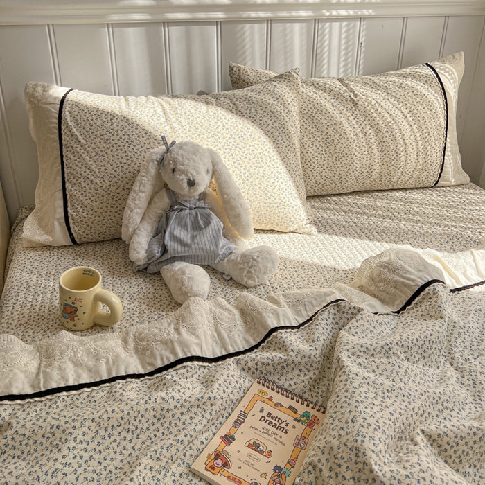 91家纺网 家纺一手货源 找家纺 （总）欧尚 2026新款花边云感棉夏被床盖四件套