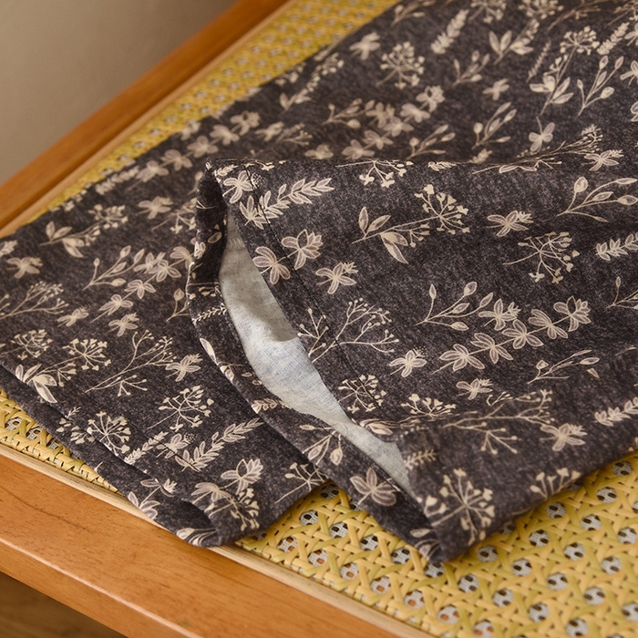 91家纺网 家纺一手货源 找家纺 （总）洛兰沙家居馆 复古印花双层棉纱睡衣女冬款休闲舒适透气宽松长袖家居服套装纯棉