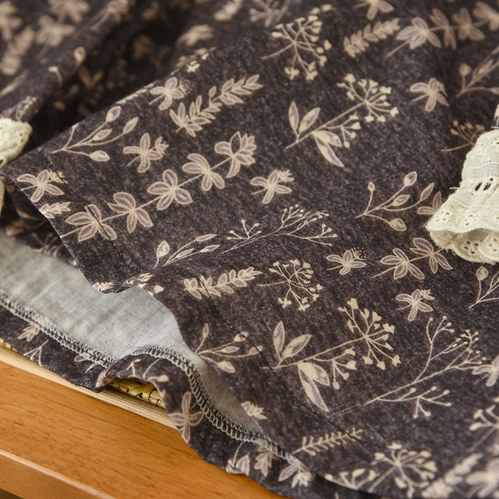 91家纺网 家纺一手货源 找家纺 （总）洛兰沙家居馆 复古印花双层棉纱睡衣女冬款休闲舒适透气宽松长袖家居服套装纯棉