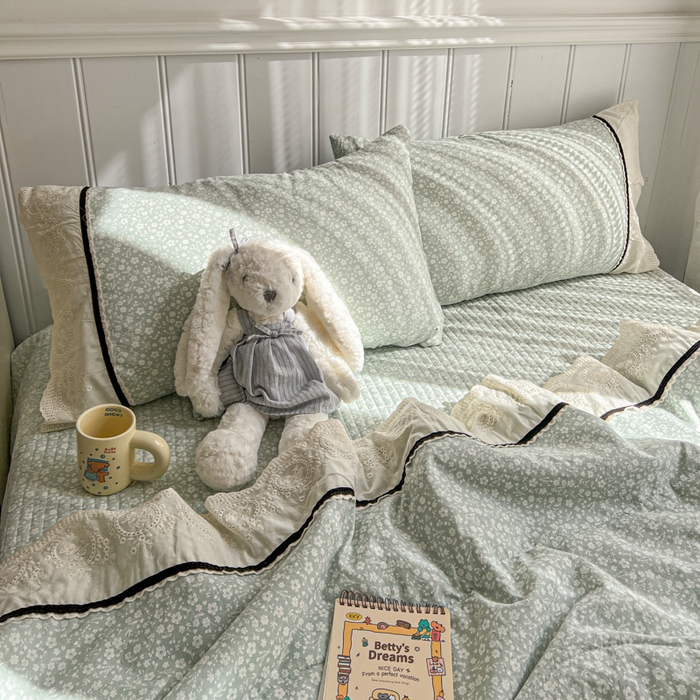 91家纺网 家纺一手货源 找家纺 欧尚 2026新款花边云感棉夏被床盖四件套 朵真