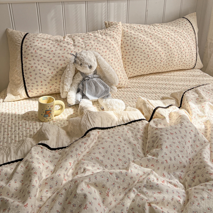 91家纺网 家纺一手货源 找家纺 欧尚 2026新款花边云感棉夏被床盖四件套 绯常