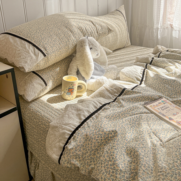 91家纺网 家纺一手货源 找家纺 欧尚 2026新款花边云感棉夏被床盖四件套 利莲