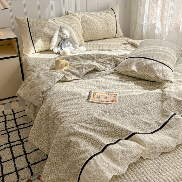 91家纺网 家纺一手货源 找家纺 欧尚 2026新款花边云感棉夏被床盖四件套 利莲