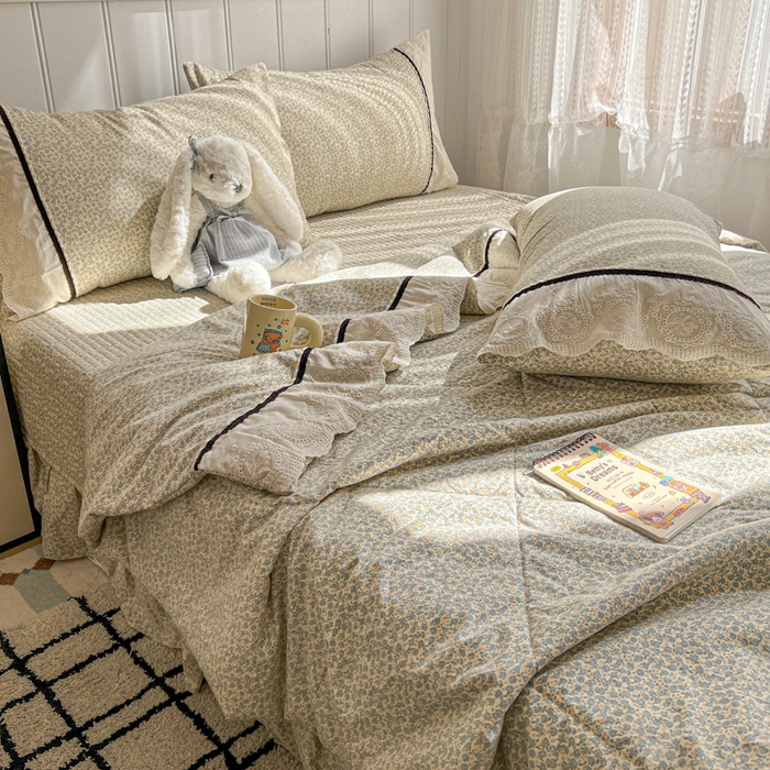 91家纺网 家纺一手货源 找家纺 欧尚 2026新款花边云感棉夏被床盖四件套 利莲