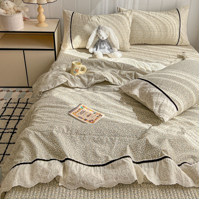91家纺网 家纺一手货源 找家纺 欧尚 2026新款花边云感棉夏被床盖四件套 利莲
