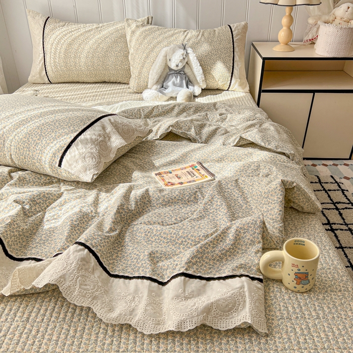 91家纺网 家纺一手货源 找家纺 欧尚 2026新款花边云感棉夏被床盖四件套 利莲