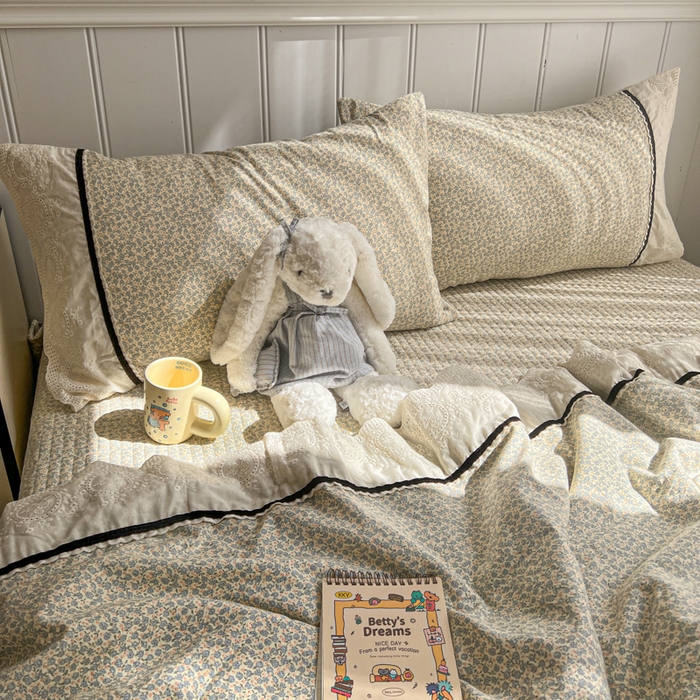 91家纺网 家纺一手货源 找家纺 欧尚 2026新款花边云感棉夏被床盖四件套 利莲