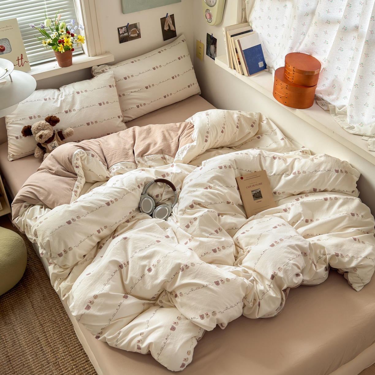 91家纺网 家纺一手货源 找家纺 （总）灿禾家纺（原灿哈家纺） 2026新款<小布袋同款面料>古法水洗棉仿棉高克重云柔棉四件套