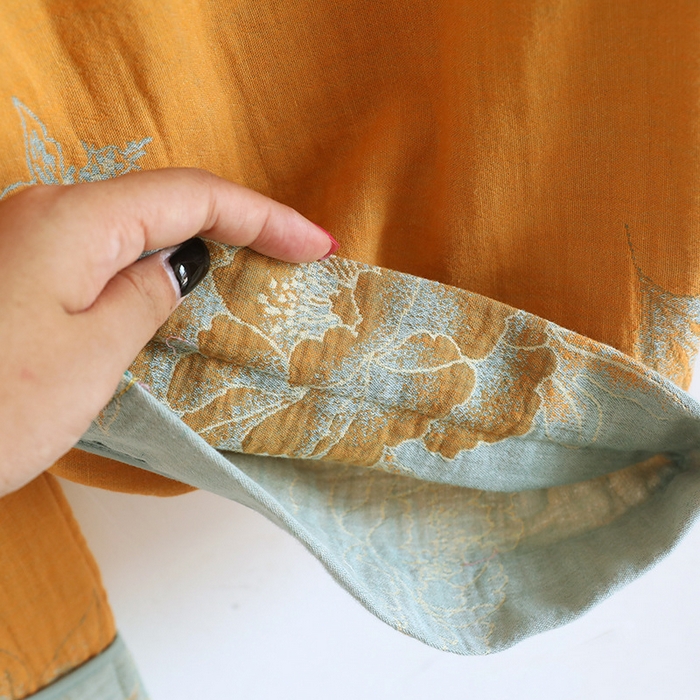 91家纺网 家纺一手货源 找家纺 （总）洛兰沙家居馆 国风中式纯棉居家服女士睡衣 春秋季薄款休闲九分袖套装家居