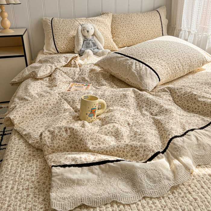 91家纺网 家纺一手货源 找家纺 欧尚 2026新款花边云感棉夏被床盖四件套 南朵