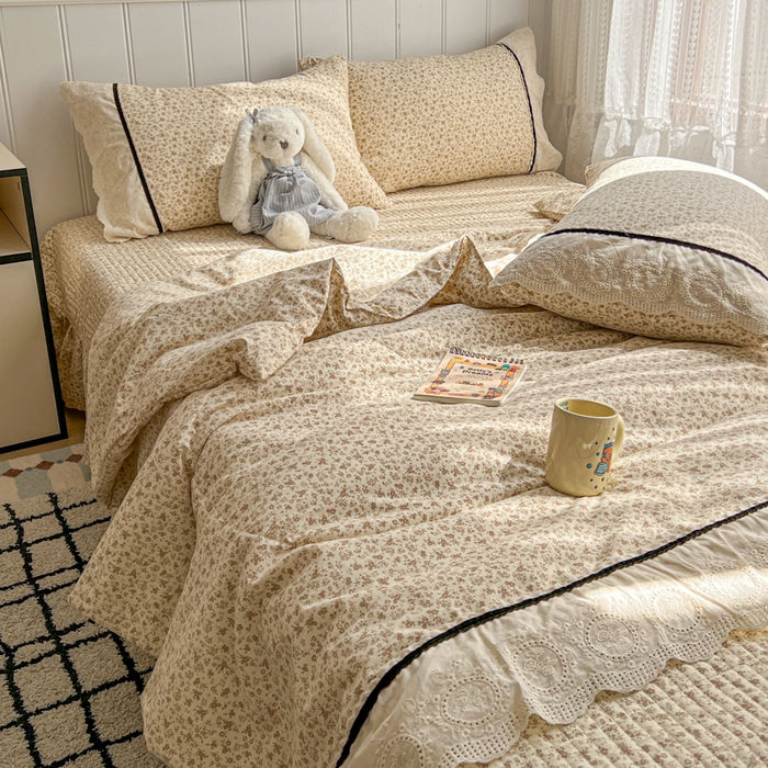 91家纺网 家纺一手货源 找家纺 欧尚 2026新款花边云感棉夏被床盖四件套 南朵