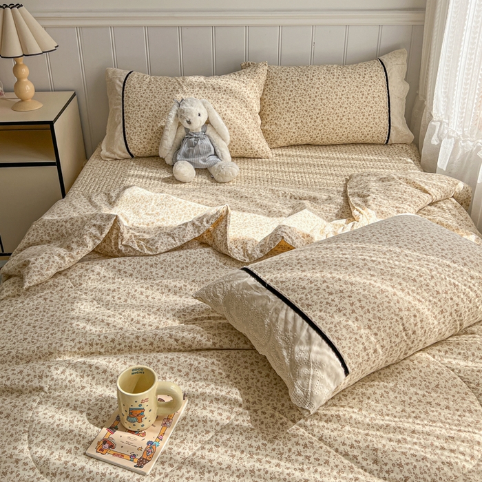 91家纺网 家纺一手货源 找家纺 欧尚 2026新款花边云感棉夏被床盖四件套 南朵