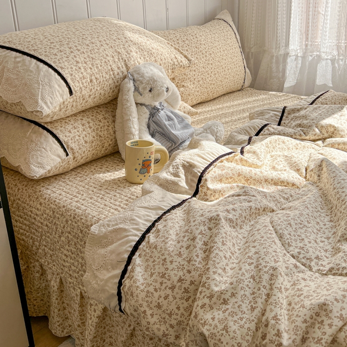 91家纺网 家纺一手货源 找家纺 欧尚 2026新款花边云感棉夏被床盖四件套 南朵