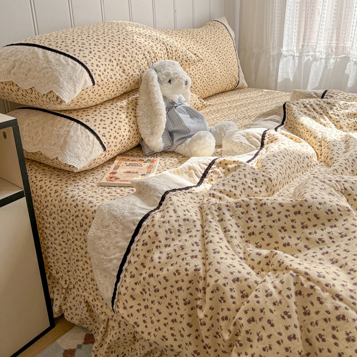 91家纺网 家纺一手货源 找家纺 欧尚 2026新款花边云感棉夏被床盖四件套 晴川木也