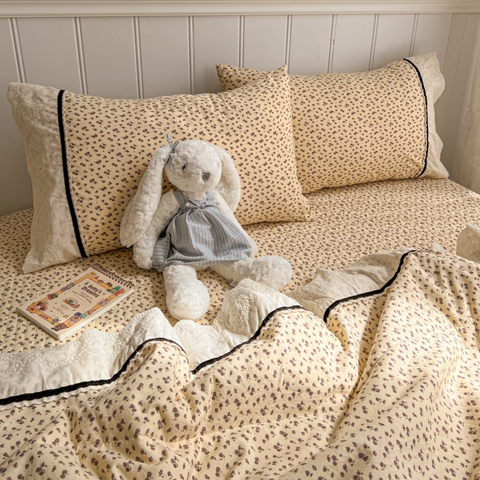 91家纺网 家纺一手货源 找家纺 欧尚 2026新款花边云感棉夏被床盖四件套 晴川木也