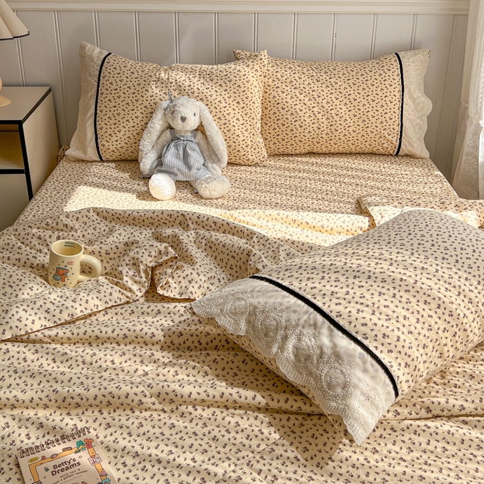 91家纺网 家纺一手货源 找家纺 欧尚 2026新款花边云感棉夏被床盖四件套 晴川木也