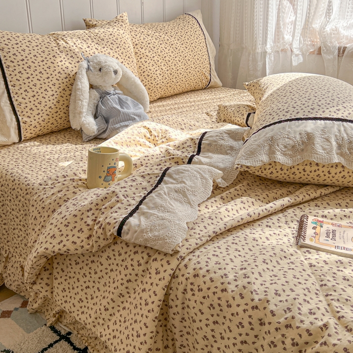 91家纺网 家纺一手货源 找家纺 欧尚 2026新款花边云感棉夏被床盖四件套 晴川木也