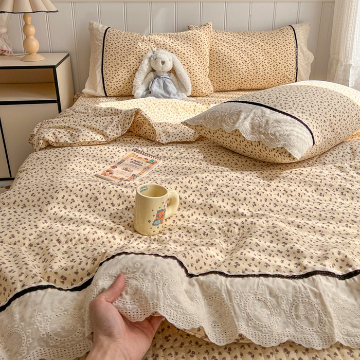 91家纺网 家纺一手货源 找家纺 欧尚 2026新款花边云感棉夏被床盖四件套 晴川木也