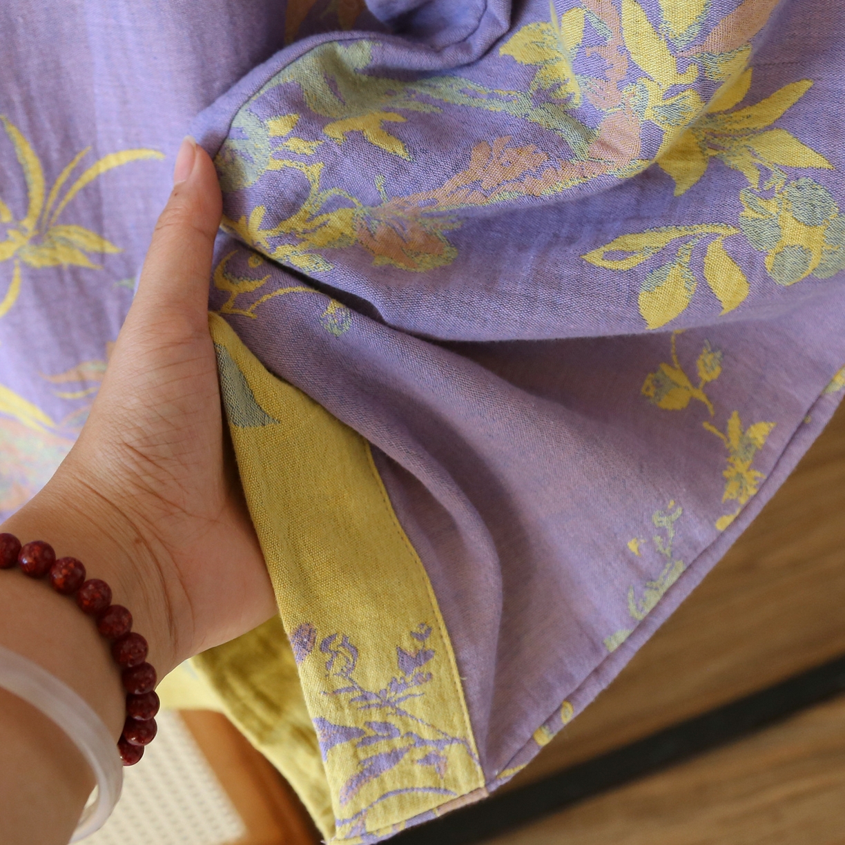 91家纺网 家纺一手货源 找家纺 （总）洛兰沙家居馆 新款色织水洗棉女士大码家居服 双层棉纱复古风睡衣 四季薄款套装