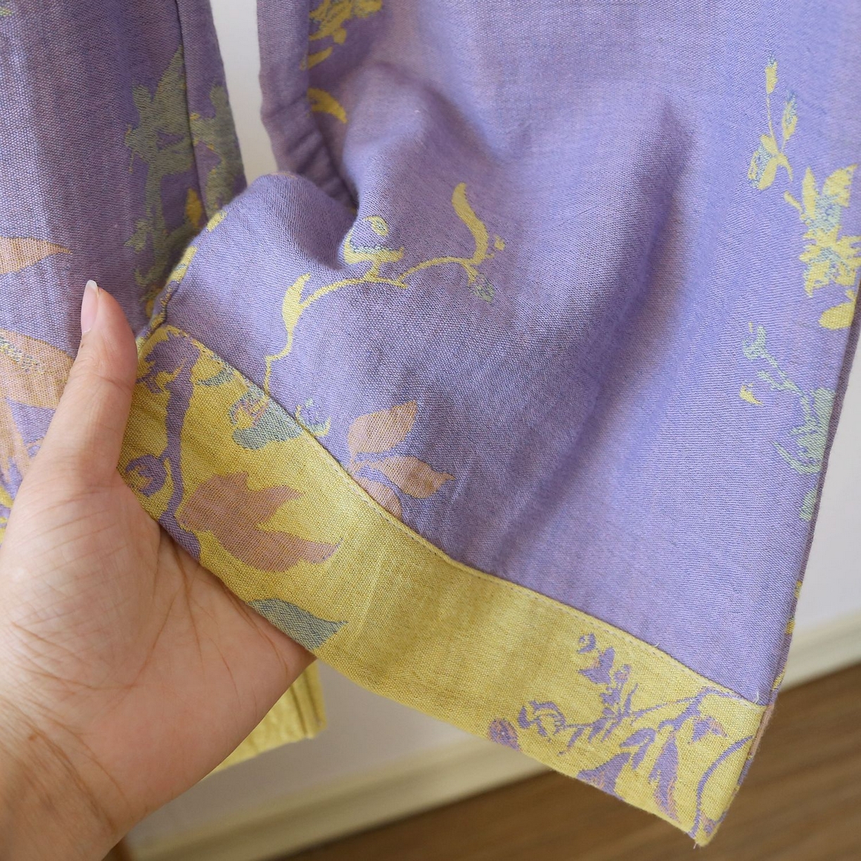 91家纺网 家纺一手货源 找家纺 （总）洛兰沙家居馆 新款色织水洗棉女士大码家居服 双层棉纱复古风睡衣 四季薄款套装