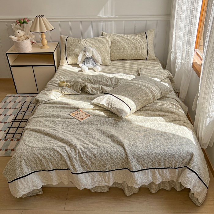 91家纺网 家纺一手货源 找家纺 （总）欧尚 2026新款花边云感棉夏被床盖四件套