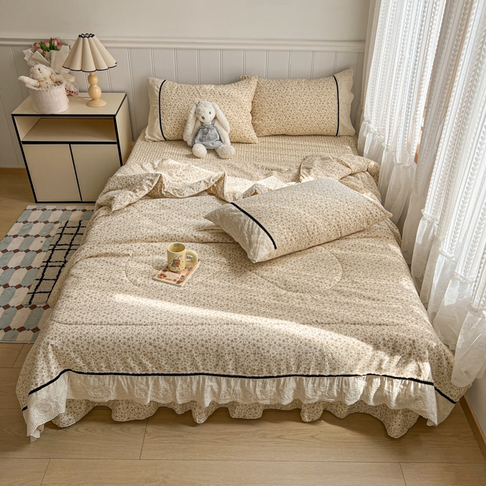 91家纺网 家纺一手货源 找家纺 （总）欧尚 2026新款花边云感棉夏被床盖四件套