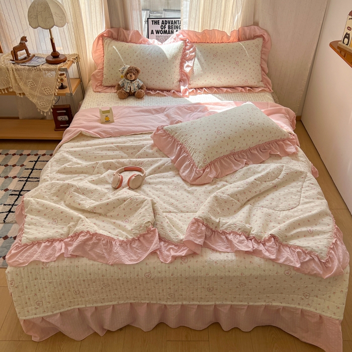 91家纺网 家纺一手货源 找家纺 （总）欧尚 2026新款床盖款花边夏被四件套