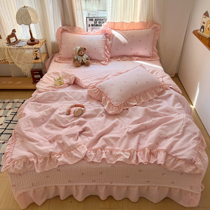 91家纺网 家纺一手货源 找家纺 （总）欧尚 2026新款床盖款花边夏被四件套