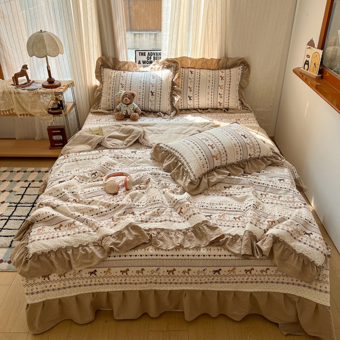 91家纺网 家纺一手货源 找家纺 （总）欧尚 2026新款床盖款花边夏被四件套