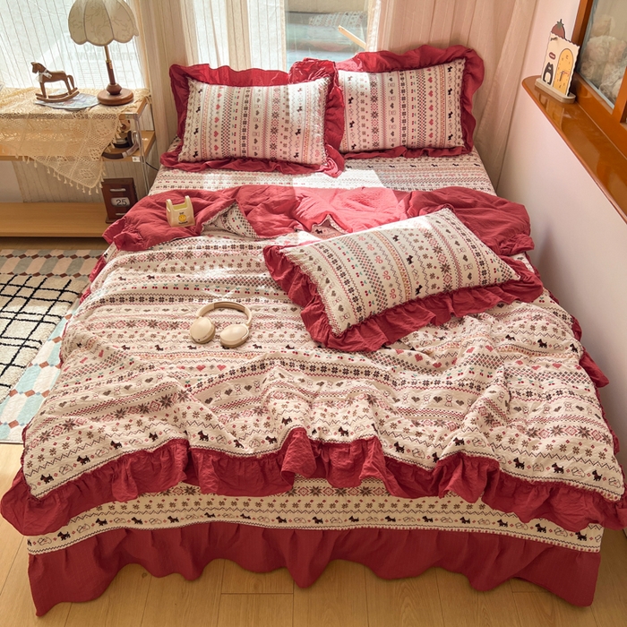 91家纺网 家纺一手货源 找家纺 （总）欧尚 2026新款床盖款花边夏被四件套