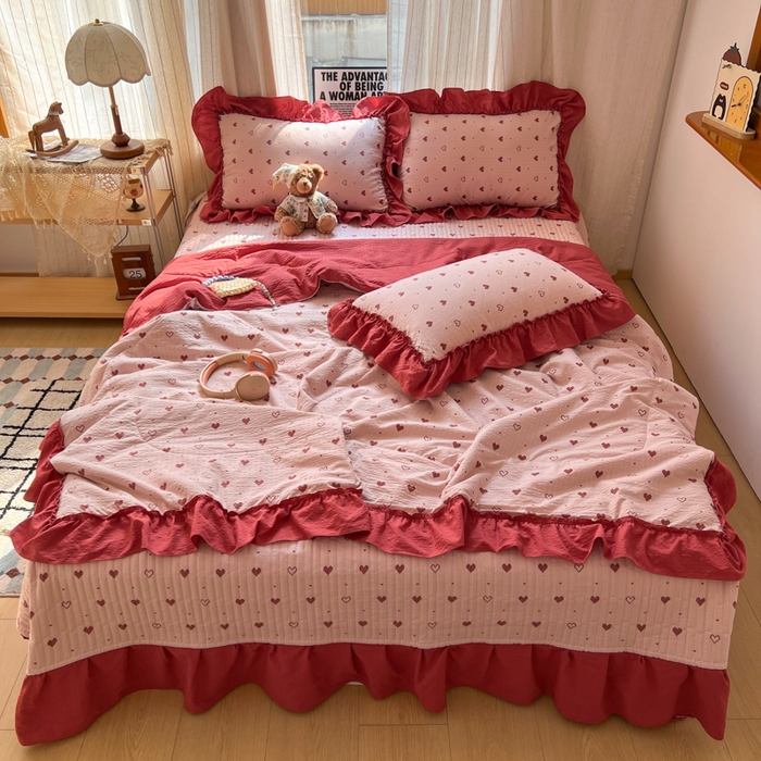 91家纺网 家纺一手货源 找家纺 （总）欧尚 2026新款床盖款花边夏被四件套