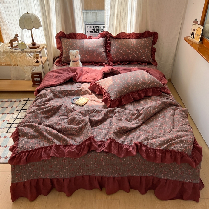 91家纺网 家纺一手货源 找家纺 （总）欧尚 2026新款床盖款花边夏被四件套