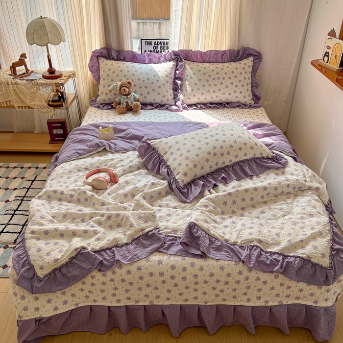 91家纺网 家纺一手货源 找家纺 （总）欧尚 2026新款床盖款花边夏被四件套