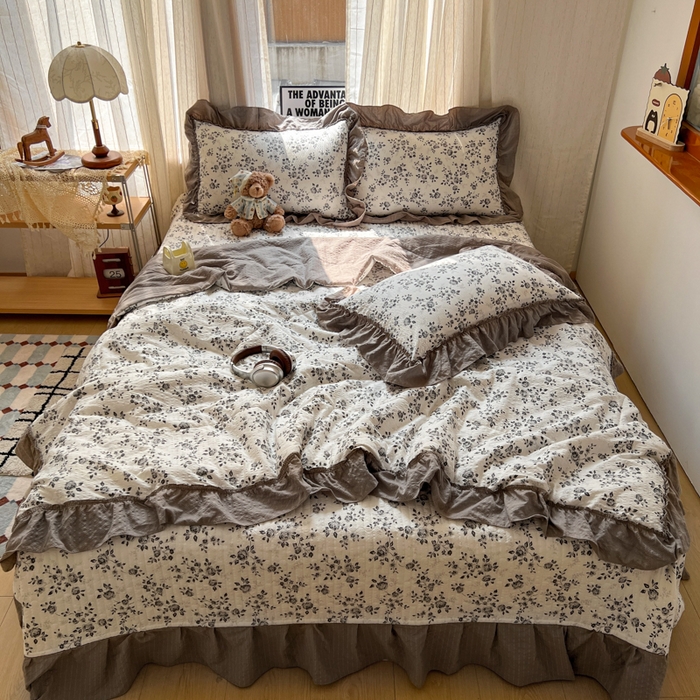 91家纺网 家纺一手货源 找家纺 （总）欧尚 2026新款床盖款花边夏被四件套