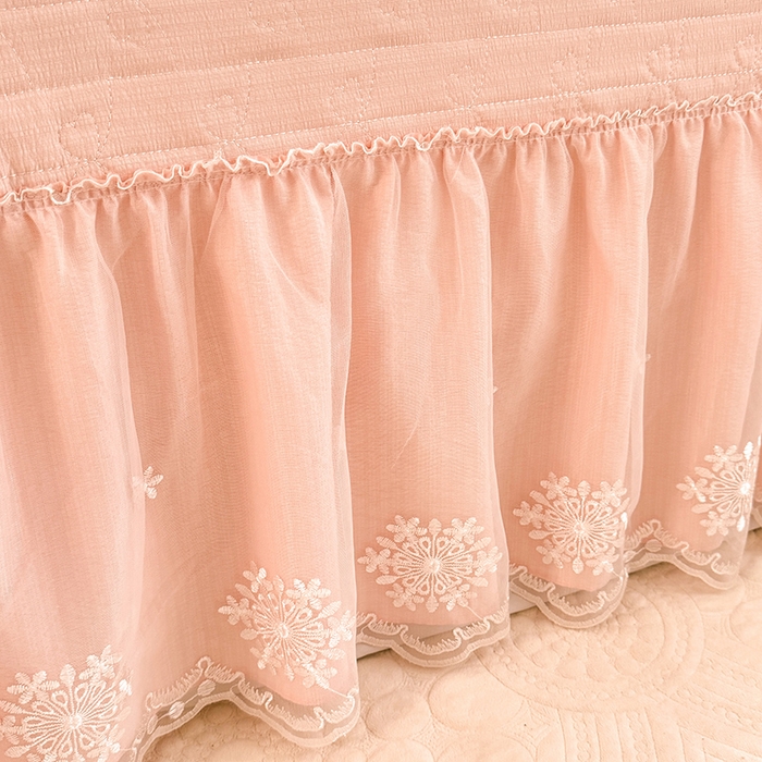 91家纺网 家纺一手货源 找家纺 2026春夏新款ins风小清新AB版法式云朵棉木棉床盖款四件套 a莫奈-粉