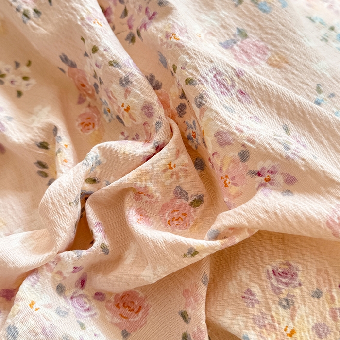 91家纺网 家纺一手货源 找家纺 2026春夏新款ins风小清新AB版法式云朵棉木棉床盖款四件套 a紫韵