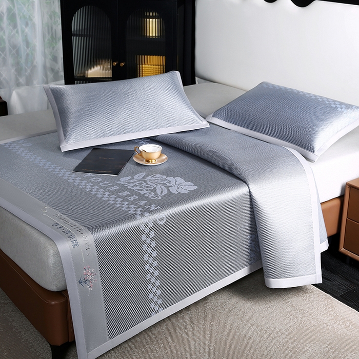 91家纺网 家纺一手货源 找家纺 步步高席业 2026新款凉感冰丝冰藤席 蓝色