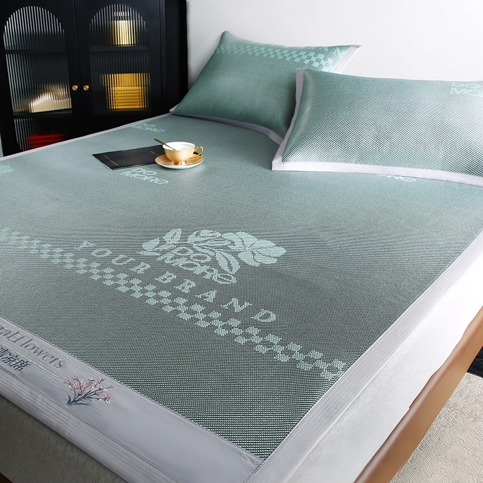 91家纺网 家纺一手货源 找家纺 步步高席业 2026新款凉感冰丝冰藤席 绿色