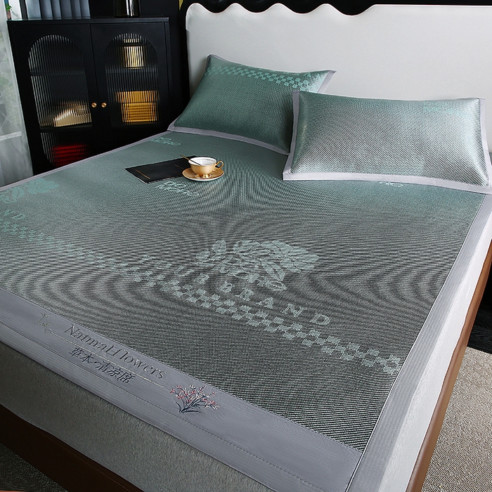 91家纺网 家纺一手货源 找家纺 步步高席业 2026新款凉感冰丝冰藤席 绿色