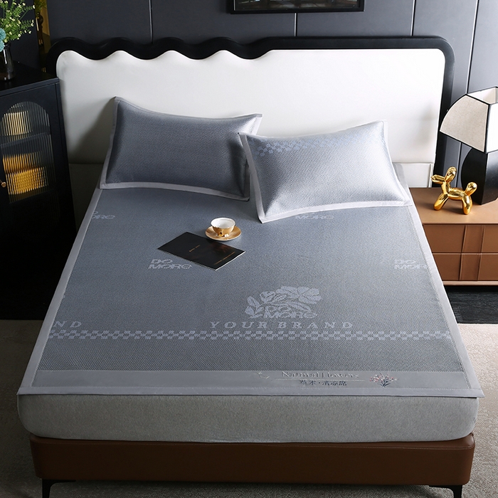 91家纺网 家纺一手货源 找家纺 步步高席业 2026新款凉感冰丝冰藤席 蓝色