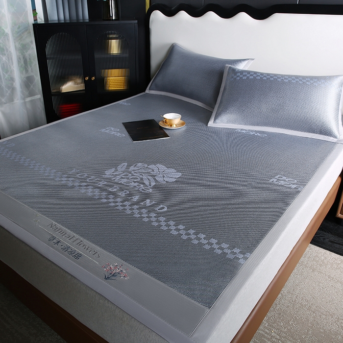 91家纺网 家纺一手货源 找家纺 步步高席业 2026新款凉感冰丝冰藤席 蓝色