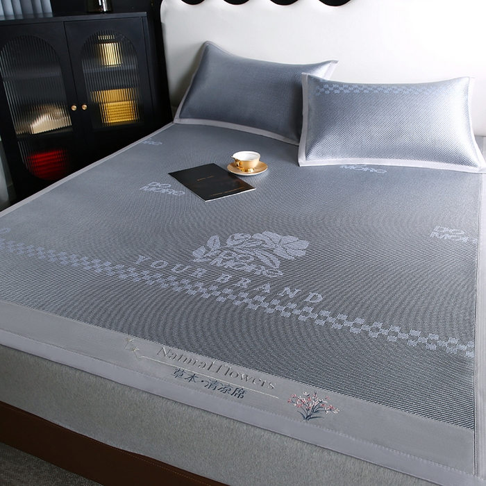 91家纺网 家纺一手货源 找家纺 步步高席业 2026新款凉感冰丝冰藤席 蓝色