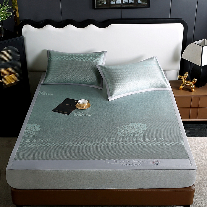 91家纺网 家纺一手货源 找家纺 步步高席业 2026新款凉感冰丝冰藤席 绿色