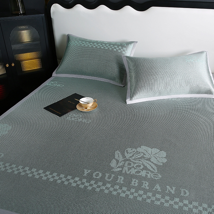 91家纺网 家纺一手货源 找家纺 步步高席业 2026新款凉感冰丝冰藤席 绿色