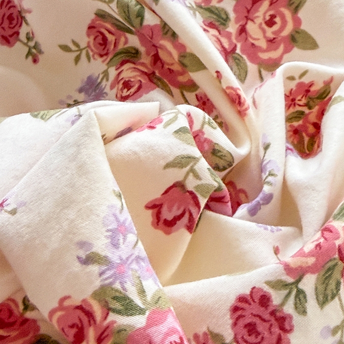 91家纺网 家纺一手货源 找家纺 2026春夏新款ins风小清新AB版法式云朵棉木棉床盖款四件套 玫瑰庄园