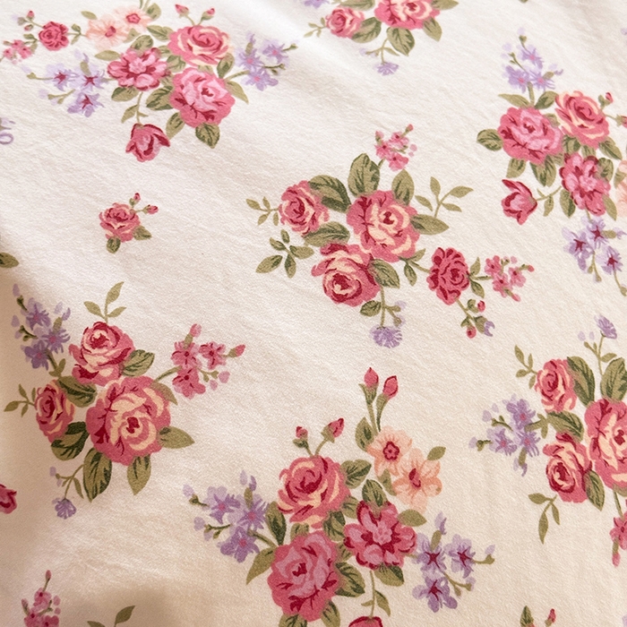 91家纺网 家纺一手货源 找家纺 2026春夏新款ins风小清新AB版法式云朵棉木棉床盖款四件套 玫瑰庄园